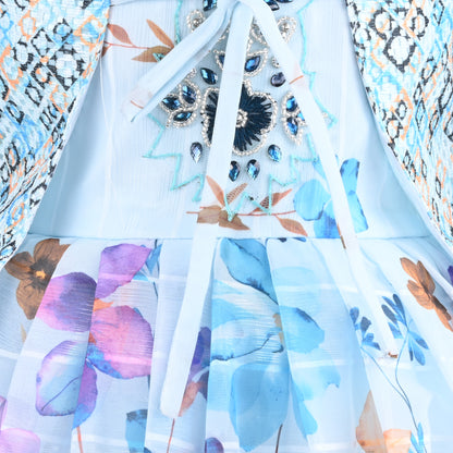 Baby Girls Georgette Party Wear Dress with Jacket | Floral Printed Frock & Embellished Inner Dress | Birthday & Festive Outfit