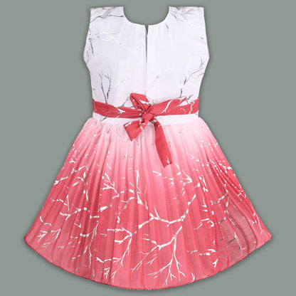 Baby Girls Chiffon Party Wear Dress | Ombre Floral Frock with Waist Flower & Stone Work | Birthday & Festive Outfit