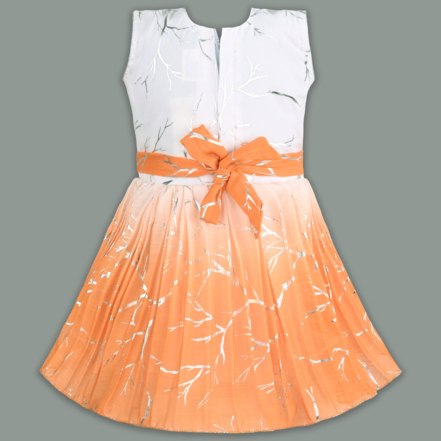 Baby Girls Chiffon Party Wear Dress | Ombre Floral Frock with Waist Flower & Stone Work | Birthday & Festive Outfit