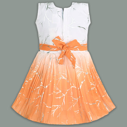 Baby Girls Chiffon Party Wear Dress | Ombre Floral Frock with Waist Flower & Stone Work | Birthday & Festive Outfit