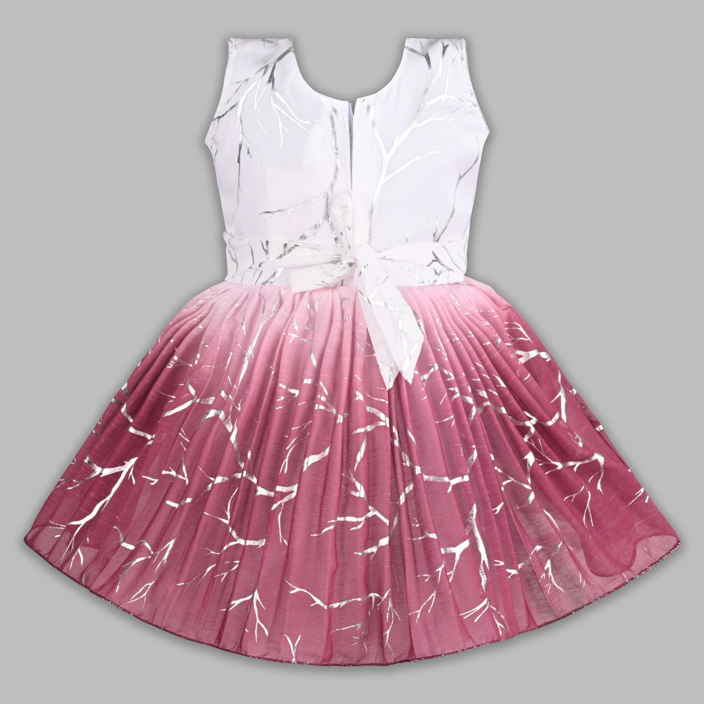 Baby Girls Chiffon Party Wear Dress | Ombre Floral Frock with Waist Flower & Stone Work | Birthday & Festive Outfit