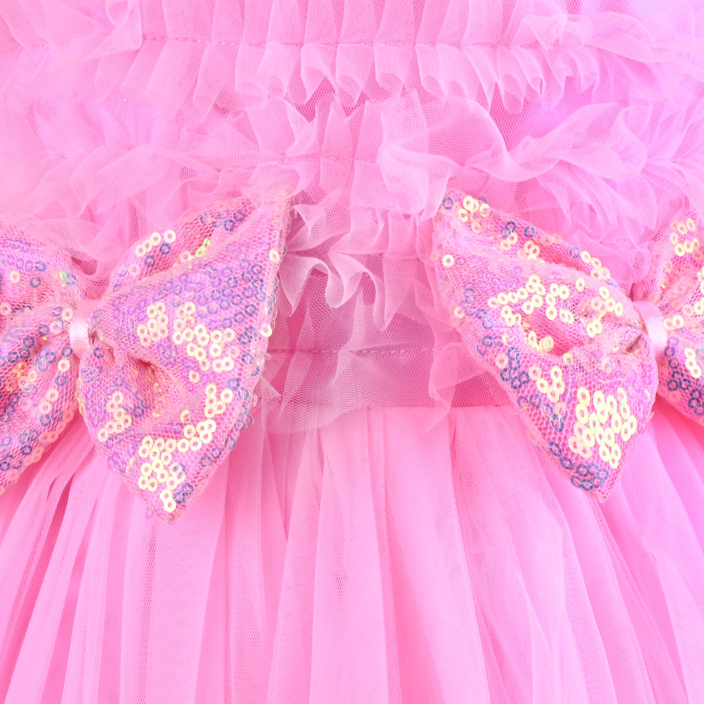 Baby Girls Net Party Wear Dress with Sequin Bow Design