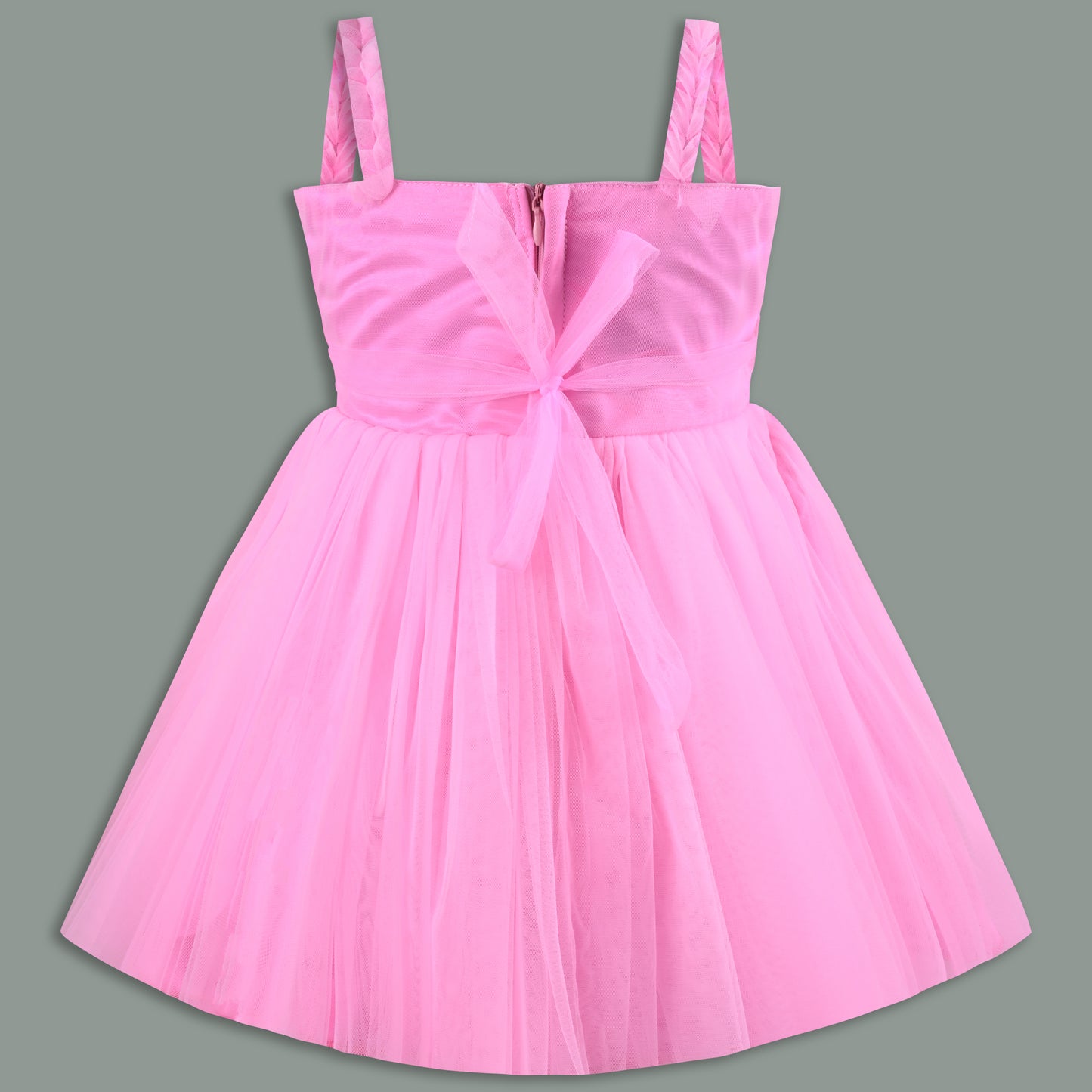 Baby Girls Net Party Wear Dress with Sequin Bow Design