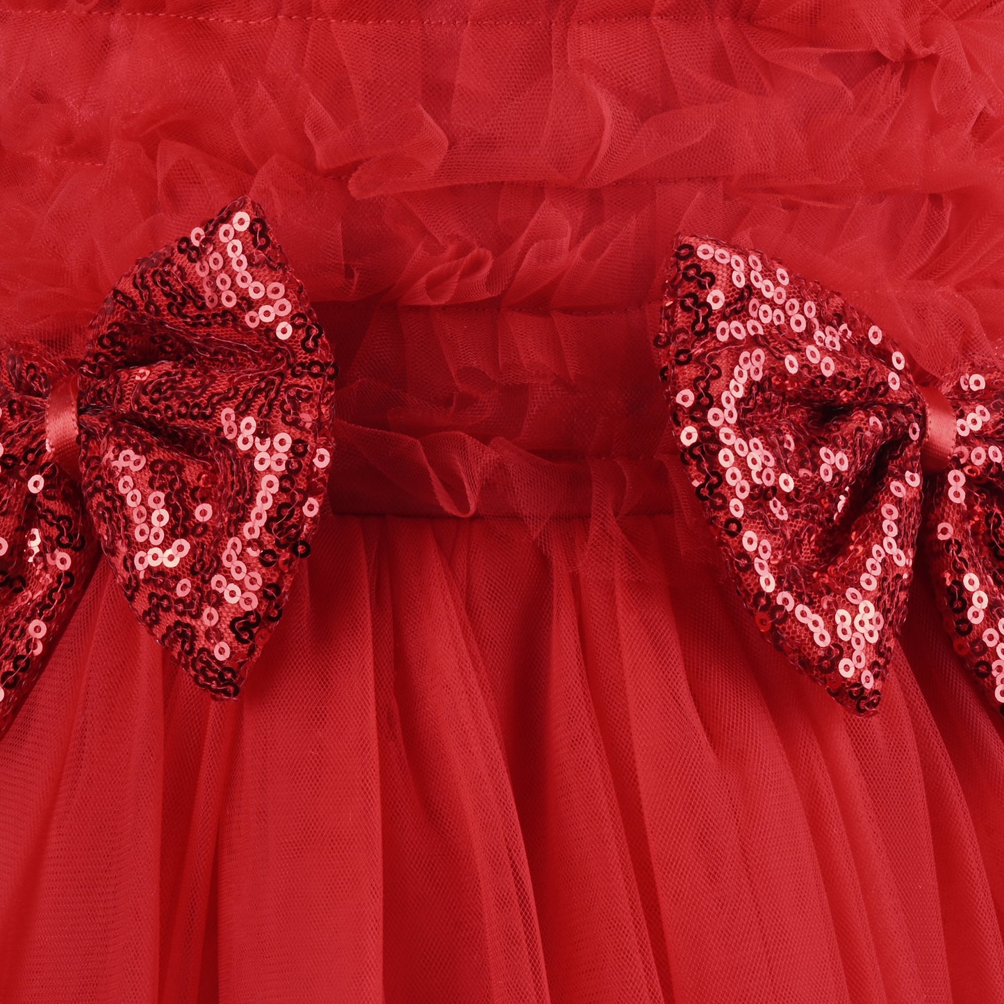 Baby Girls Net Party Wear Dress with Sequin Bow Design