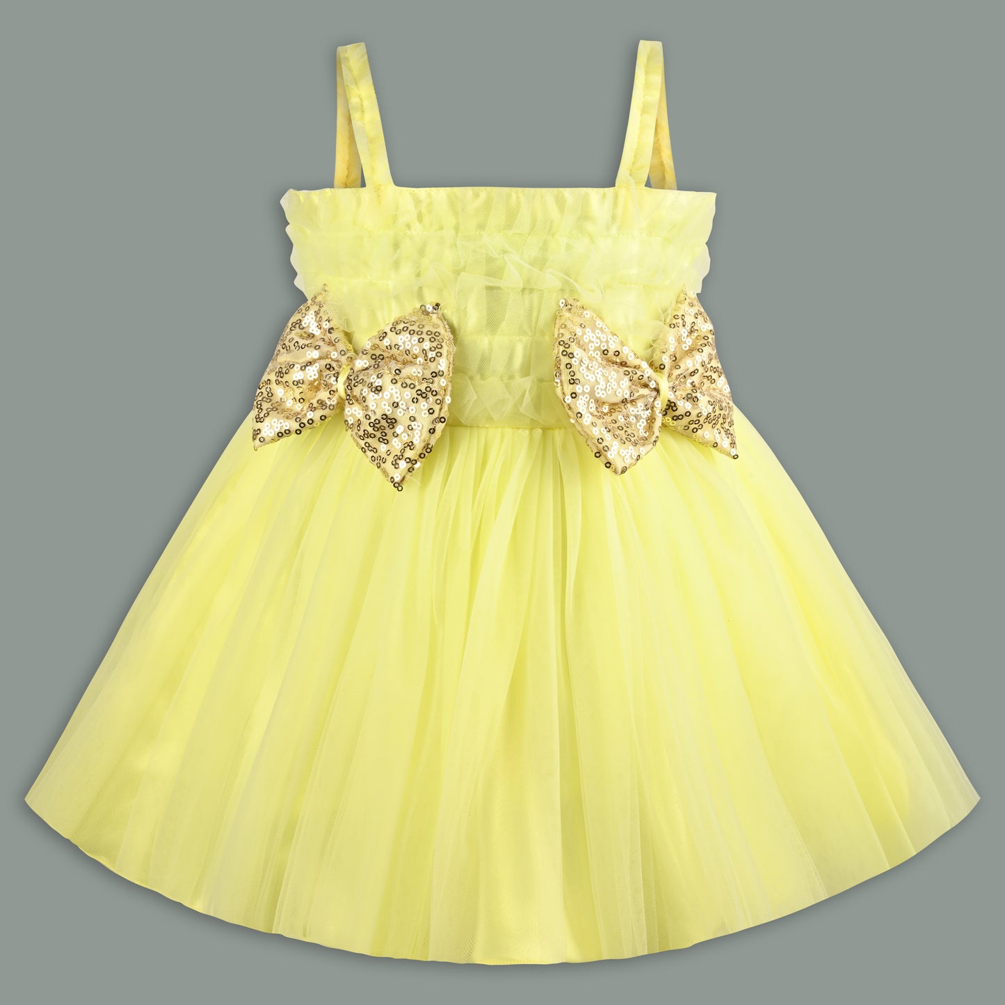 Baby Girls Net Party Wear Dress with Sequin Bow Design