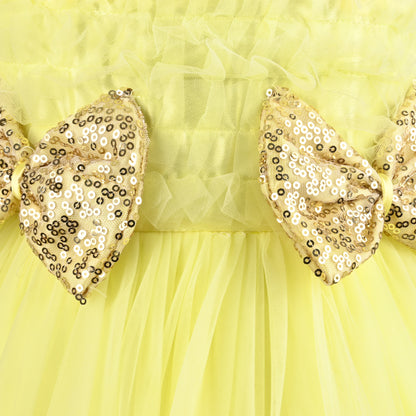 Baby Girls Net Party Wear Dress with Sequin Bow Design