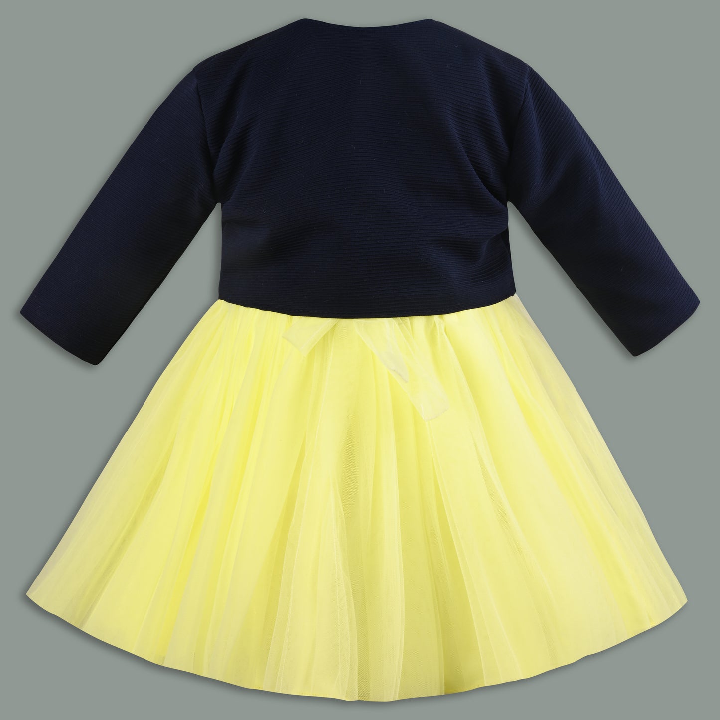 Baby Girls Net Party Wear Frock with Fur Shrug & Sequin Bow