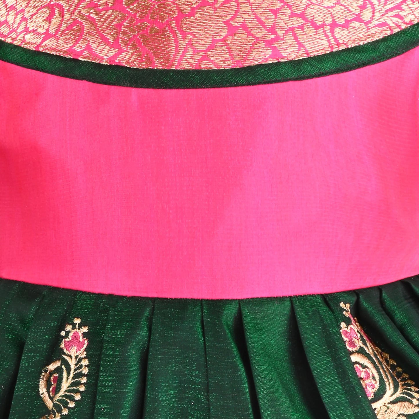 Girls Traditional Silk Party Frock – Banarasi Pattu Dress