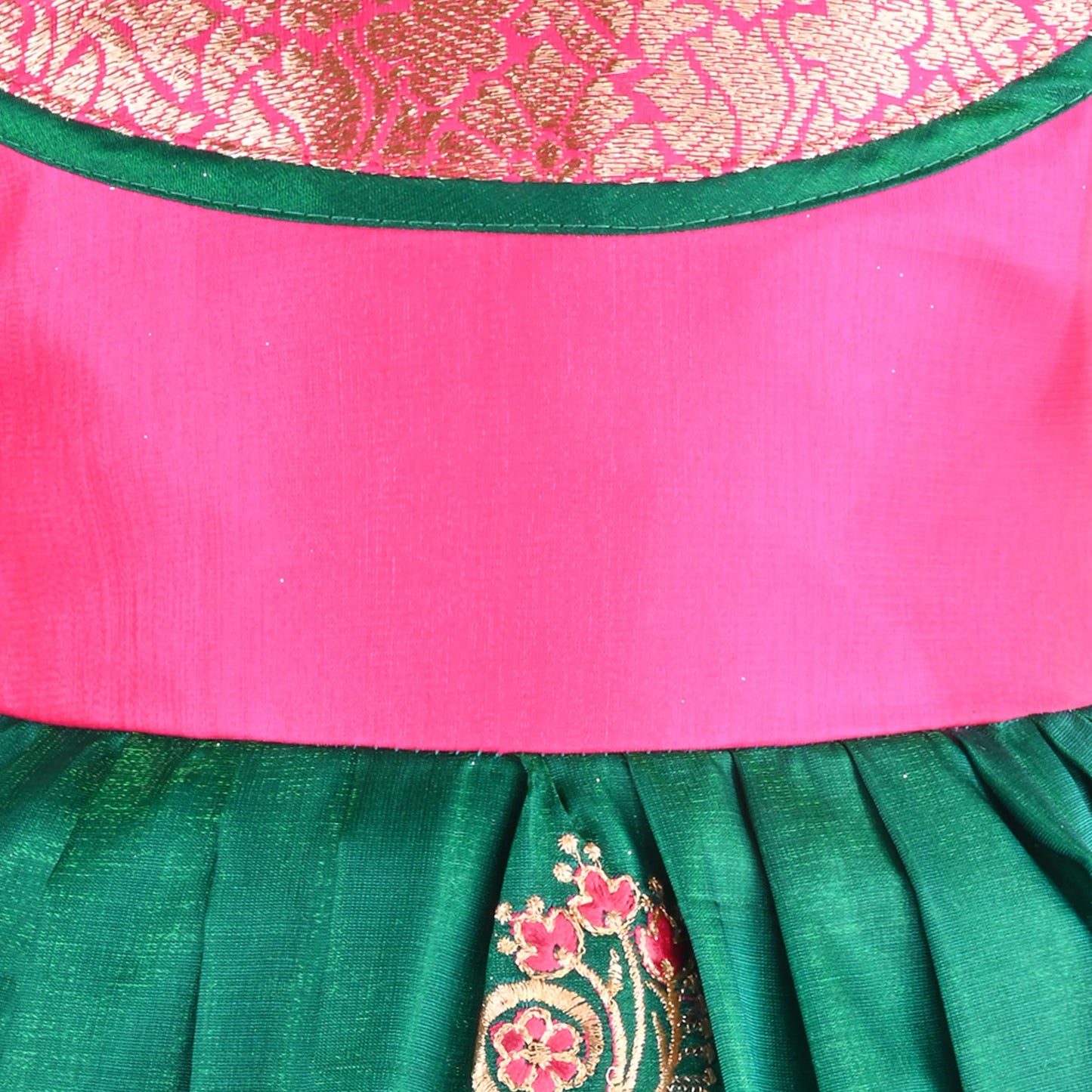 Girls Traditional Silk Party Frock – Banarasi Pattu Dress