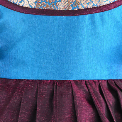 Girls Traditional Silk Party Frock – Banarasi Pattu Dress