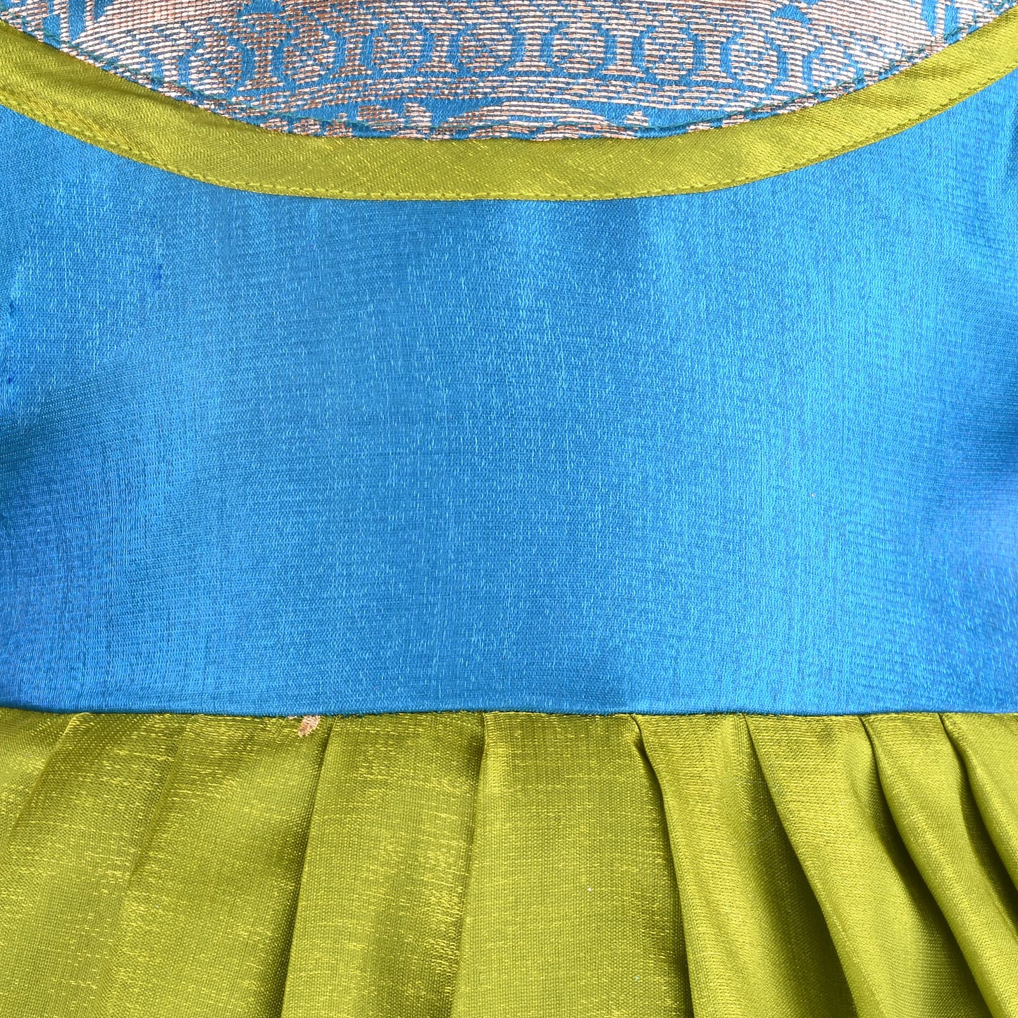 Girls Traditional Silk Party Frock – Banarasi Pattu Dress