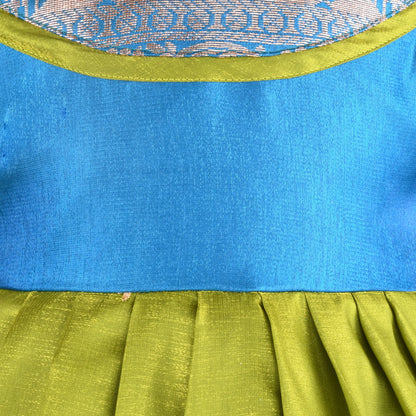 Girls Traditional Silk Party Frock – Banarasi Pattu Dress