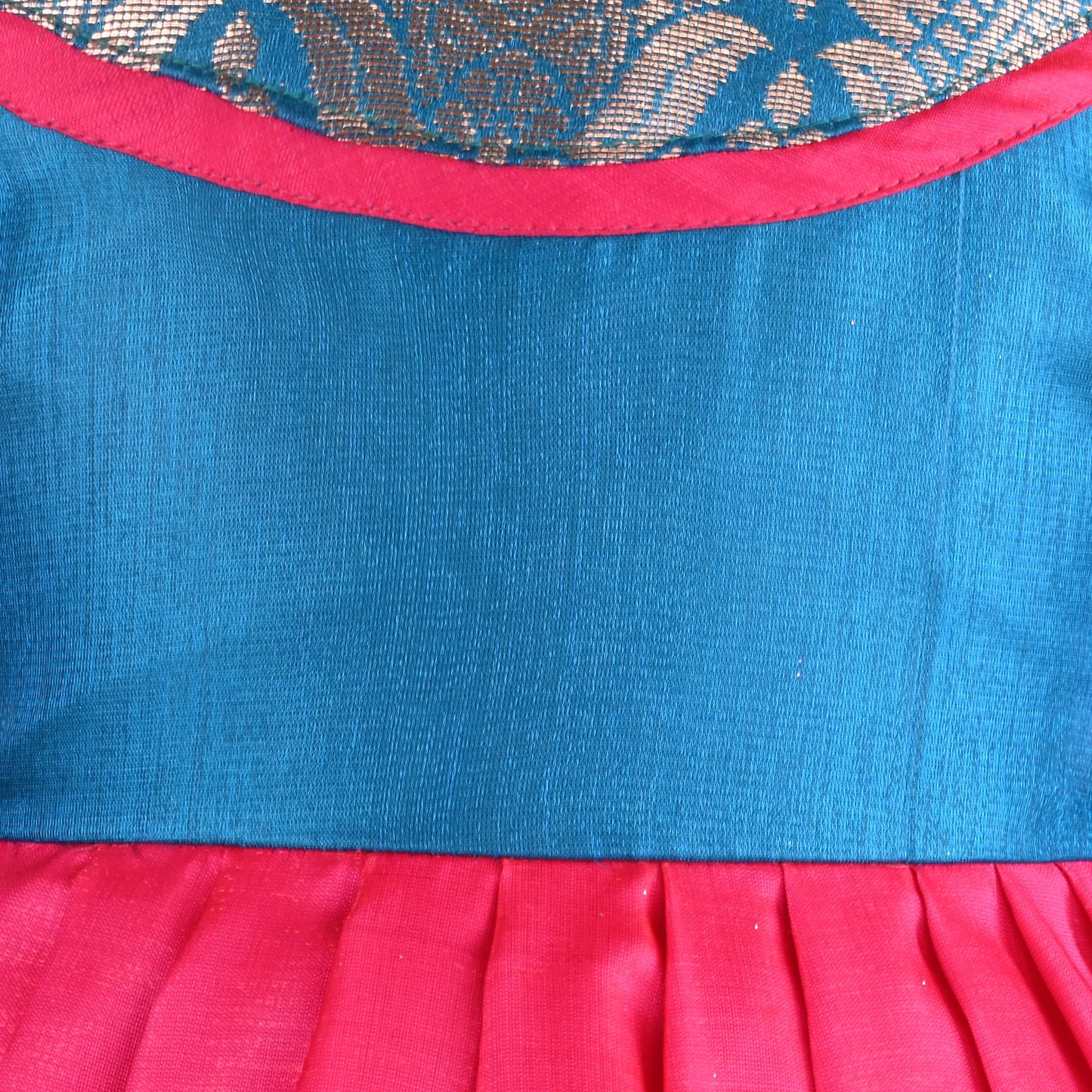 Girls Traditional Silk Party Frock – Banarasi Pattu Dress