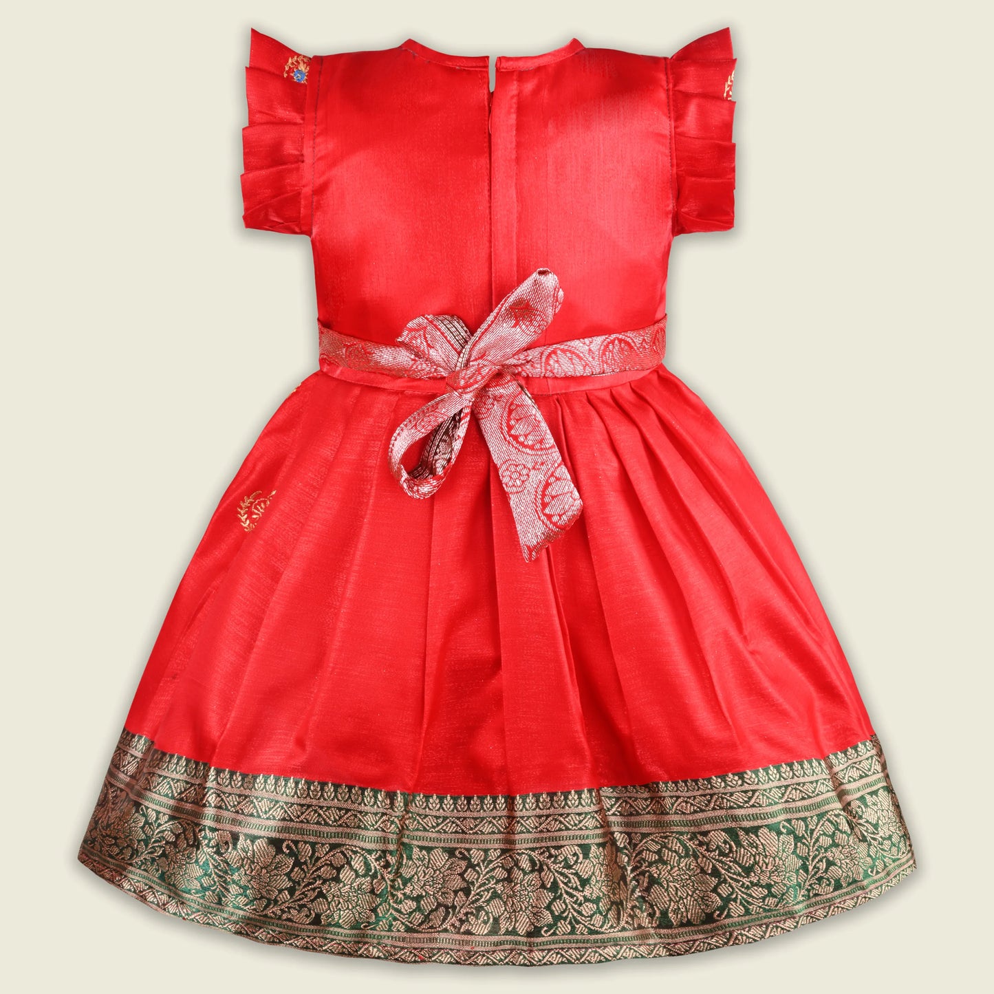 Girls Traditional Silk Party Frock – Banarasi Pattu Dress
