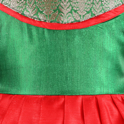 Girls Traditional Silk Party Frock – Banarasi Pattu Dress