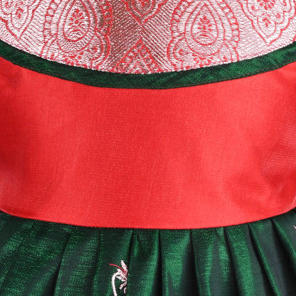 Girls Traditional Silk Party Frock – Banarasi Pattu Dress