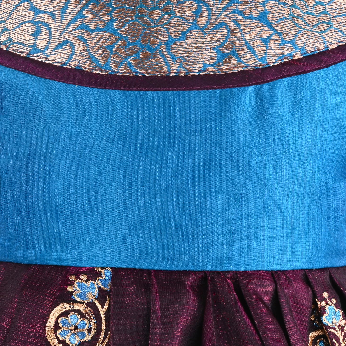 Girls Traditional Silk Party Frock – Banarasi Pattu Dress