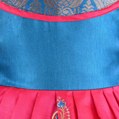 Girls Traditional Silk Party Frock – Banarasi Pattu Dress