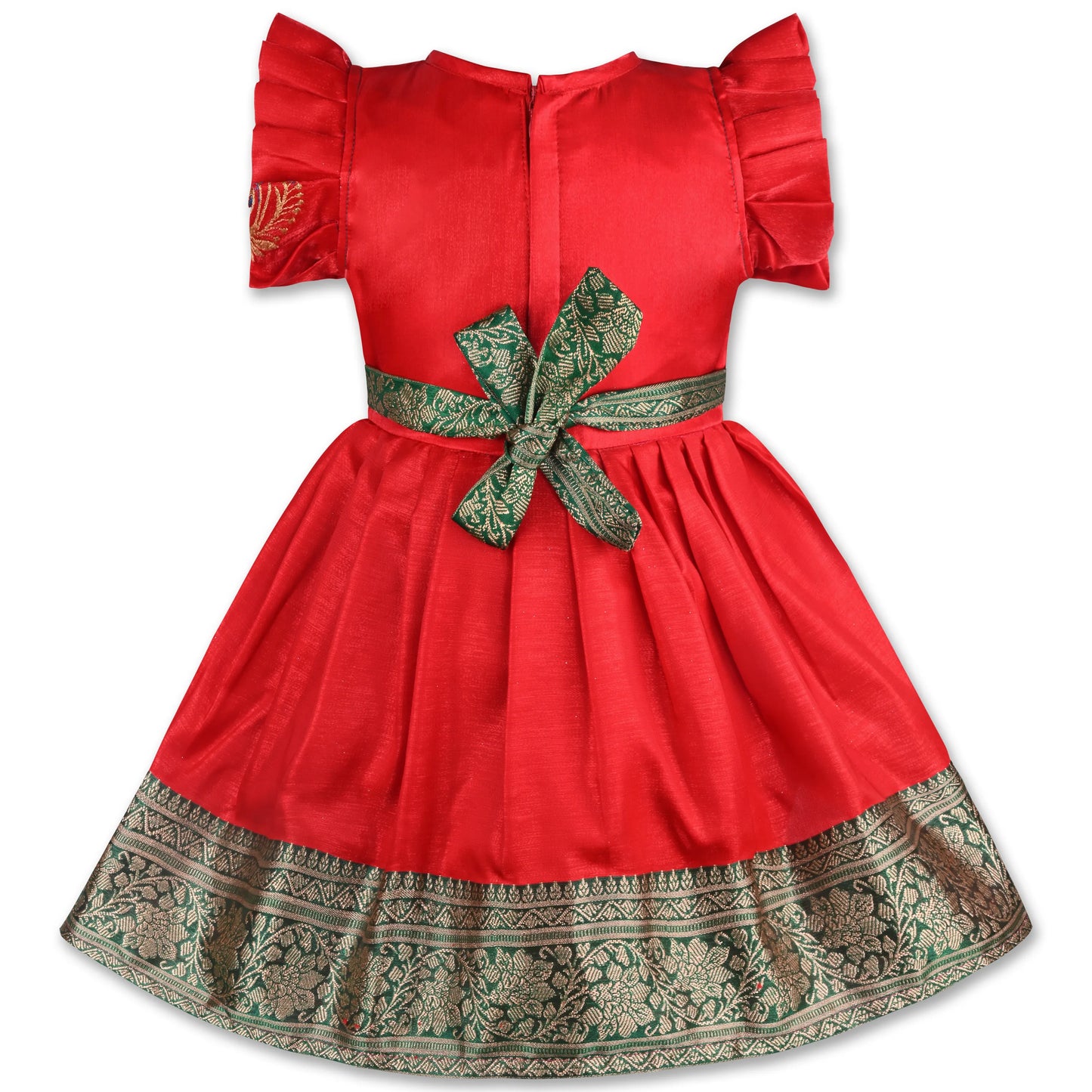 Girls Traditional Silk Party Frock – Banarasi Pattu Dress
