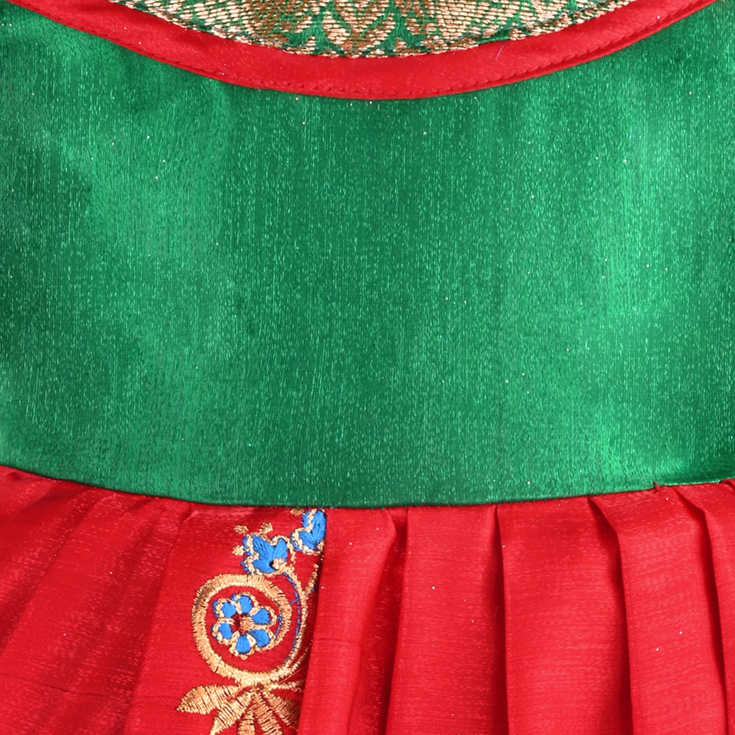 Girls Traditional Silk Party Frock – Banarasi Pattu Dress