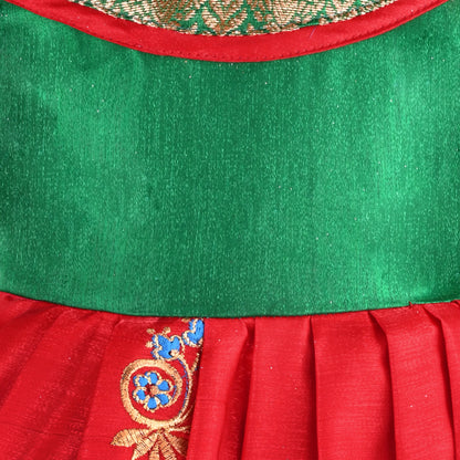 Girls Traditional Silk Party Frock – Banarasi Pattu Dress
