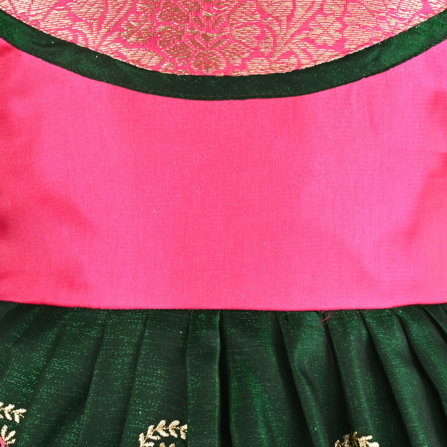 Girls Traditional Silk Party Frock – Banarasi Pattu Dress