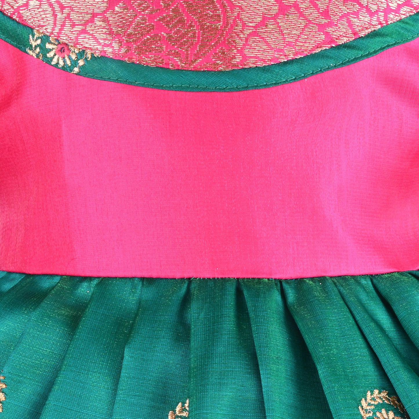 Girls Traditional Silk Party Frock – Banarasi Pattu Dress