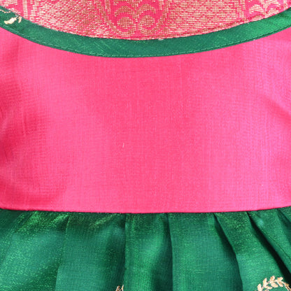 Girls Traditional Silk Party Frock – Banarasi Pattu Dress