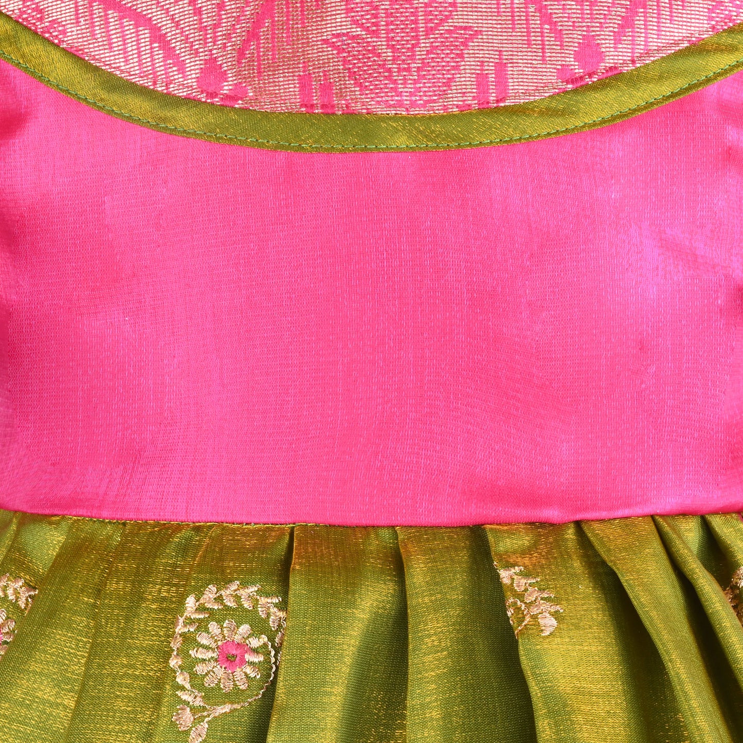 Girls Traditional Silk Party Frock – Banarasi Pattu Dress