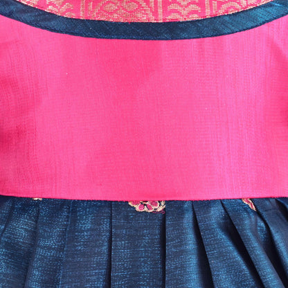 Girls Traditional Silk Party Frock – Banarasi Pattu Dress