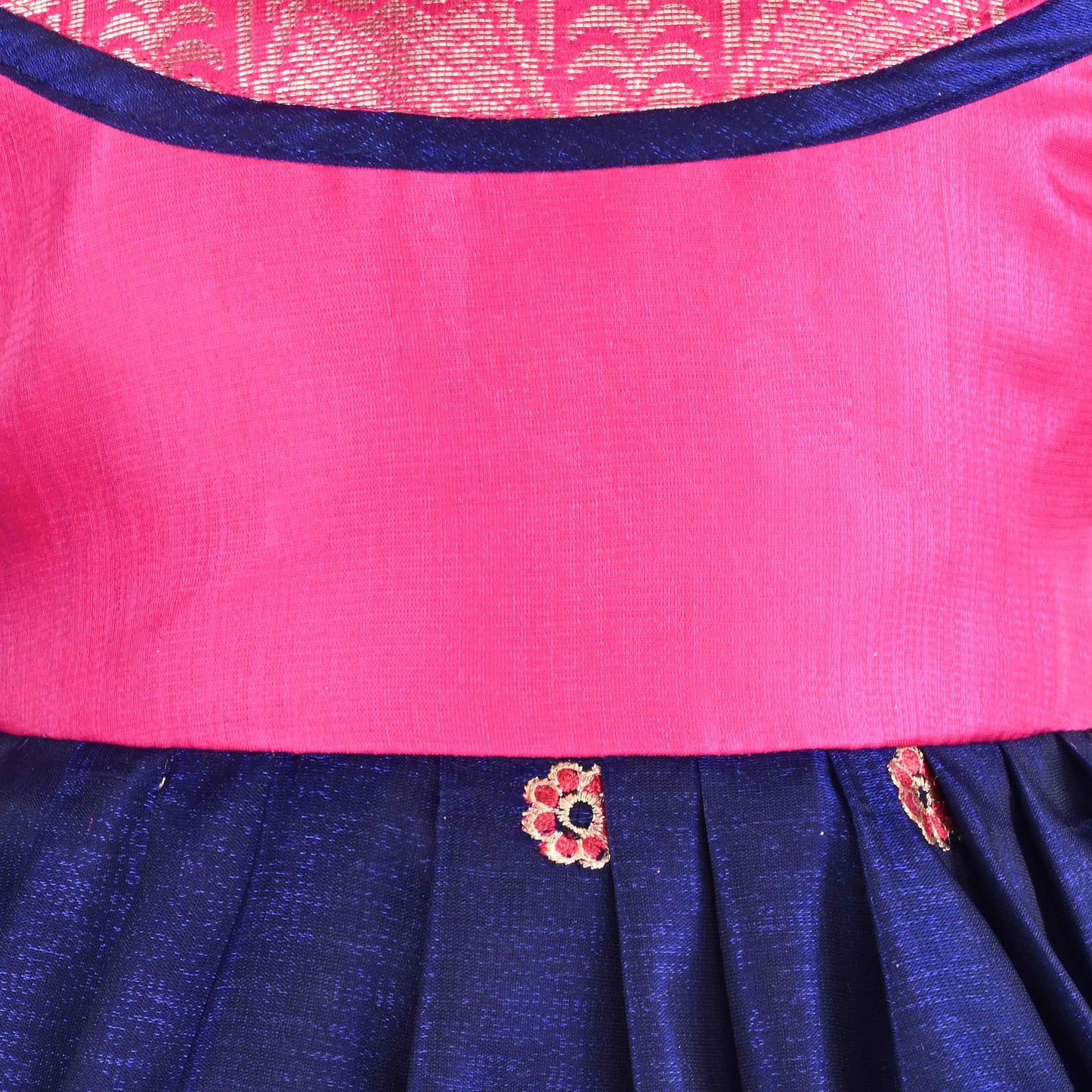 Girls Traditional Silk Party Frock – Banarasi Pattu Dress
