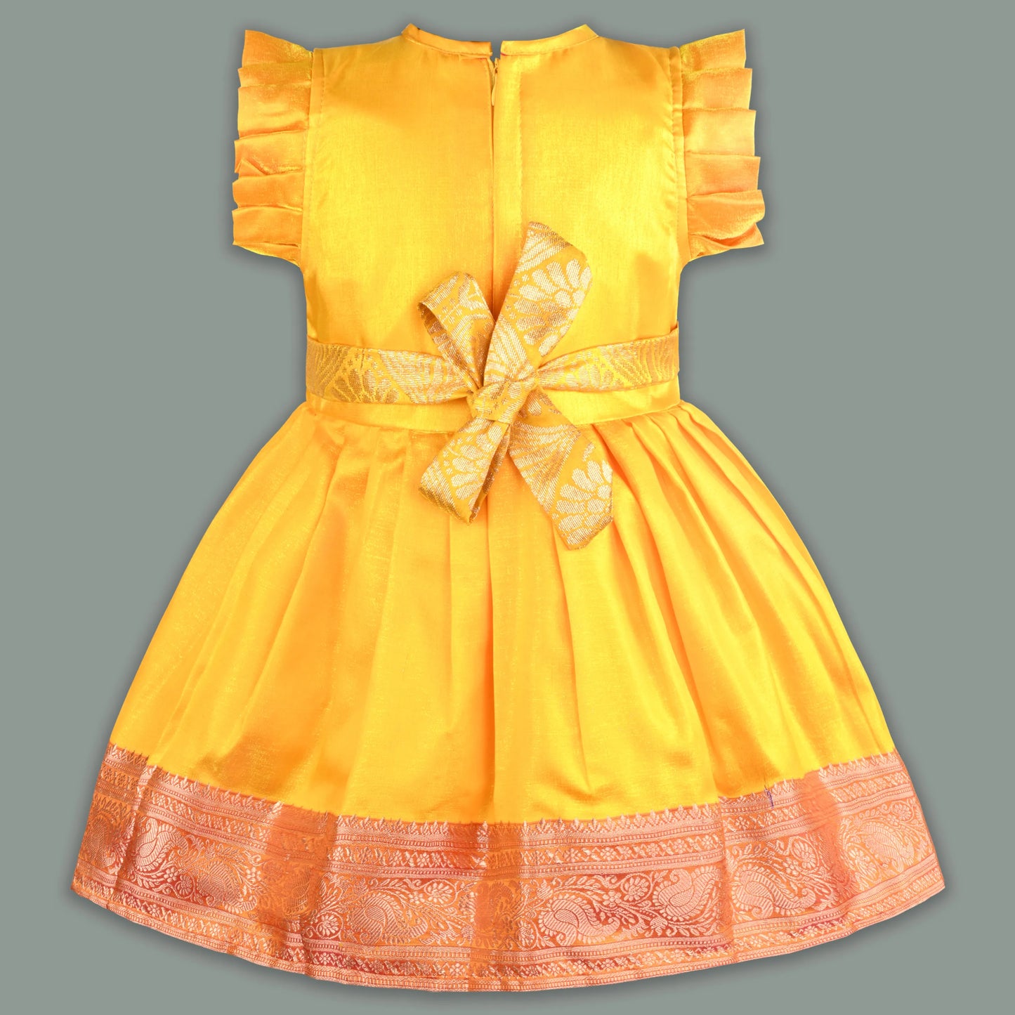 Girls Traditional Silk Party Frock – Banarasi Pattu Dress