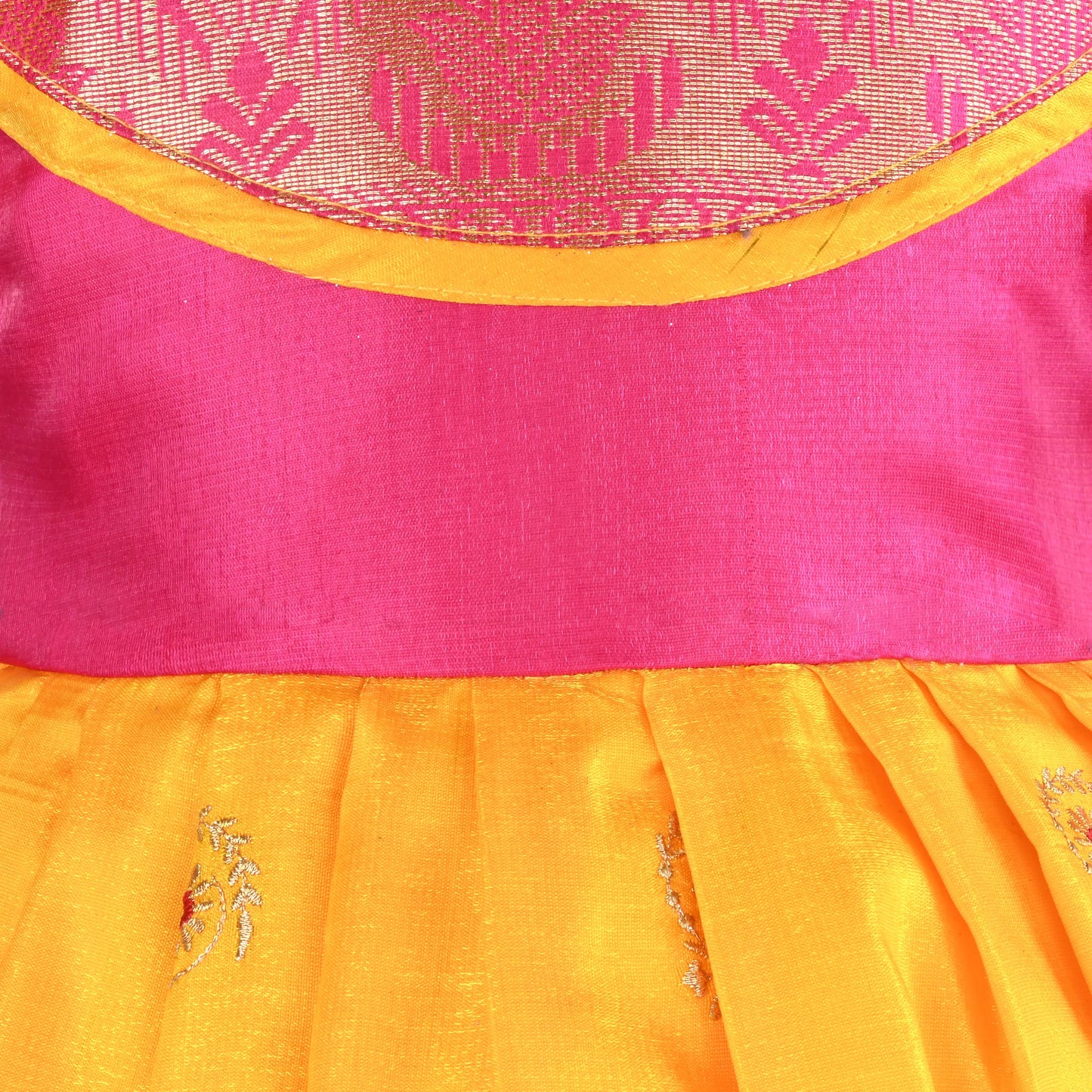 Girls Traditional Silk Party Frock – Banarasi Pattu Dress