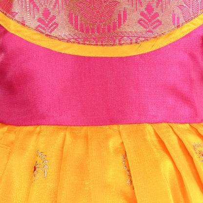 Girls Traditional Silk Party Frock – Banarasi Pattu Dress