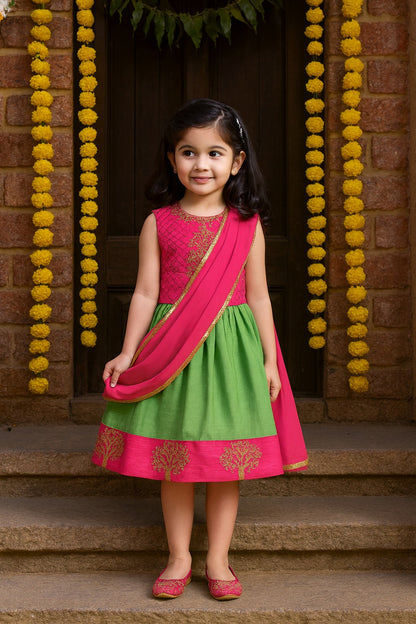 Girls Embroidered Ethnic Half saree dress
