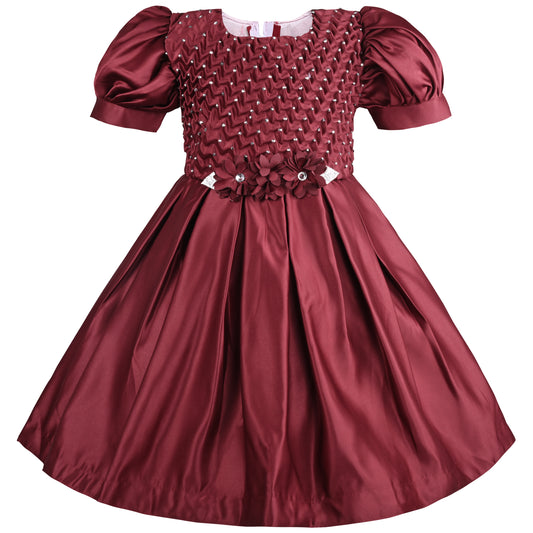 Girls Solid Fit and Flare Frock Dress