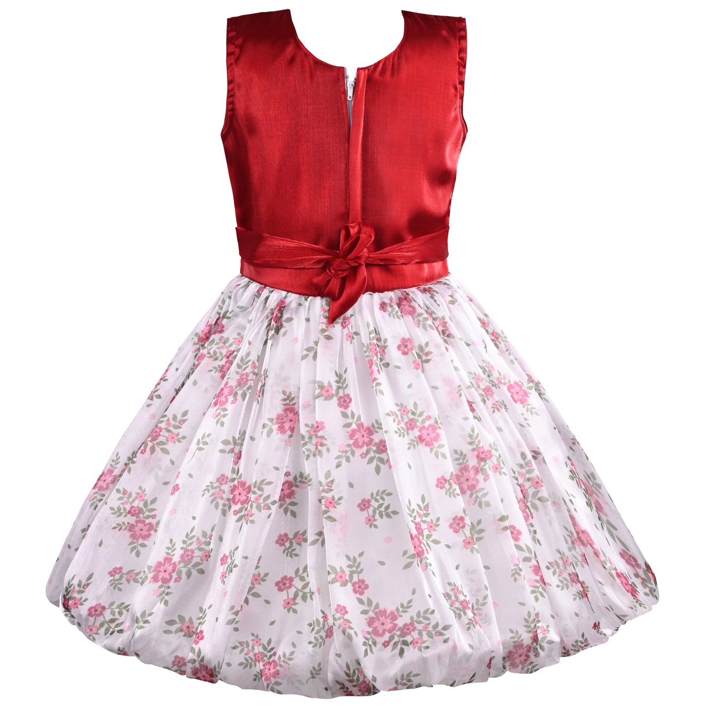 Girls Floral Print Stone Embellished Party Dress