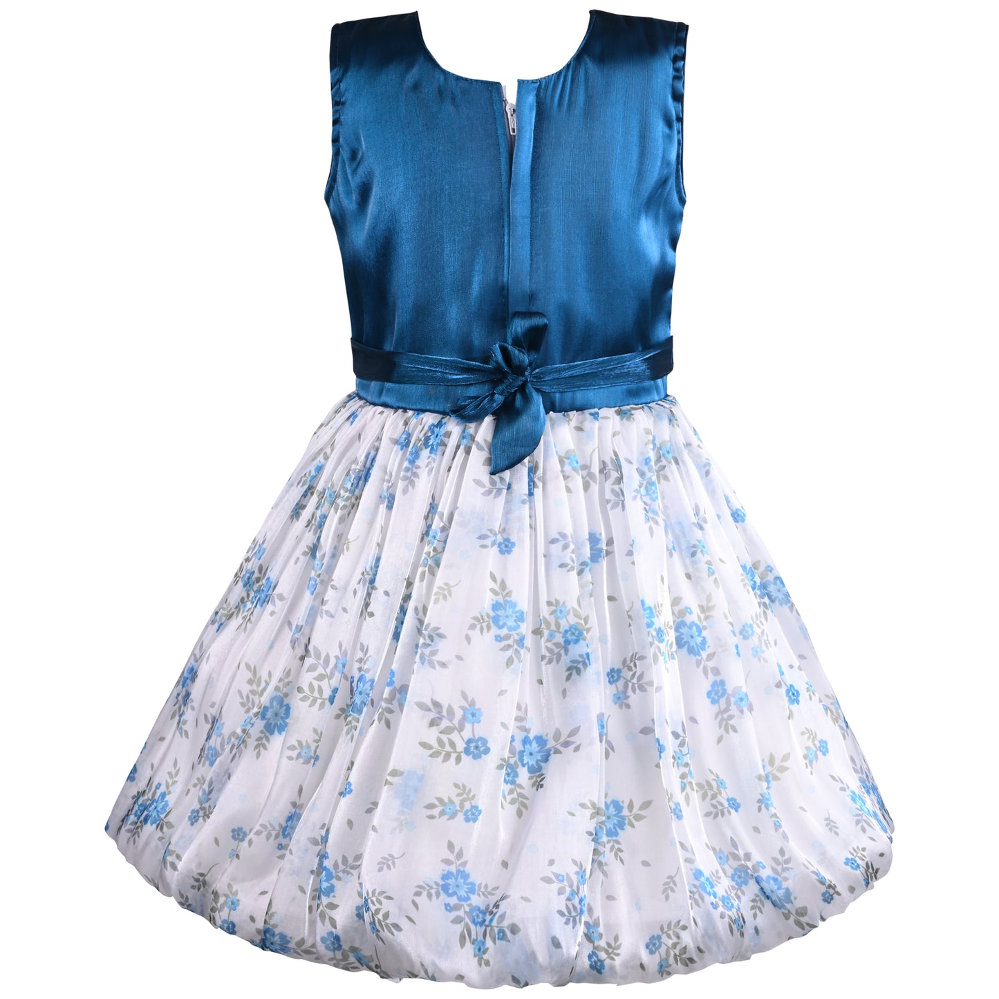 Girls Floral Print Stone Embellished Party Dress