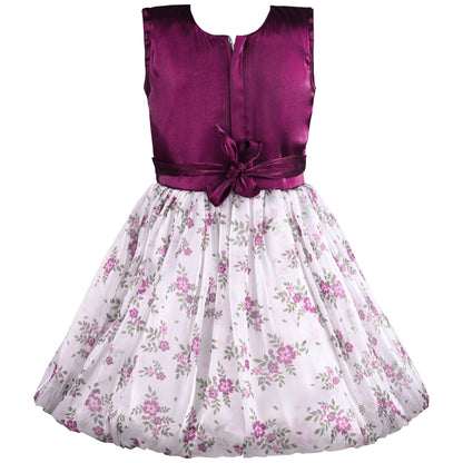 Girls Floral Print Stone Embellished Party Dress
