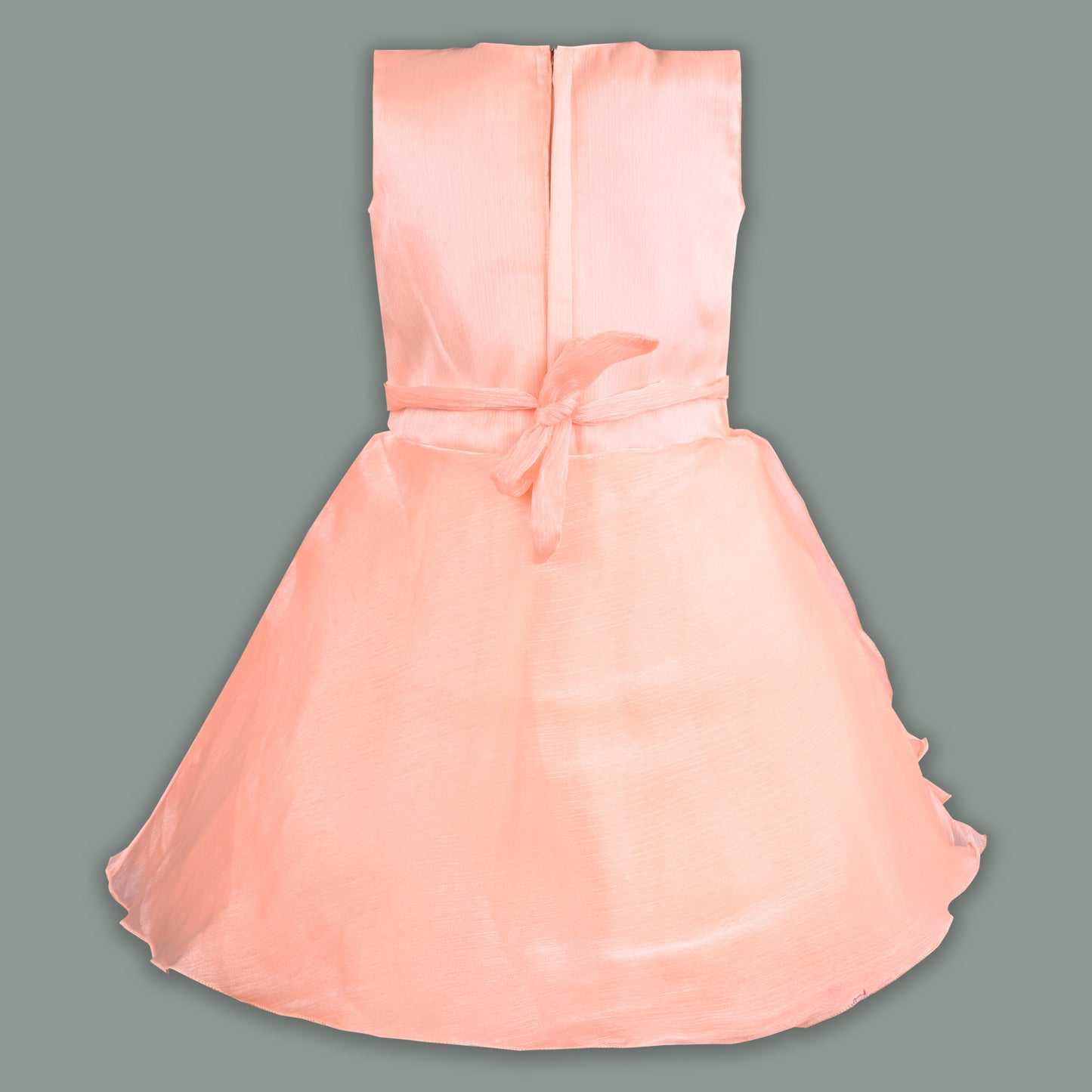 Girls Solid Pleated Satin Fit and Flare Frock Dress