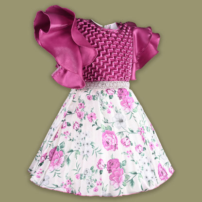 Girls Floral Print Fit and Flare Frock Dress