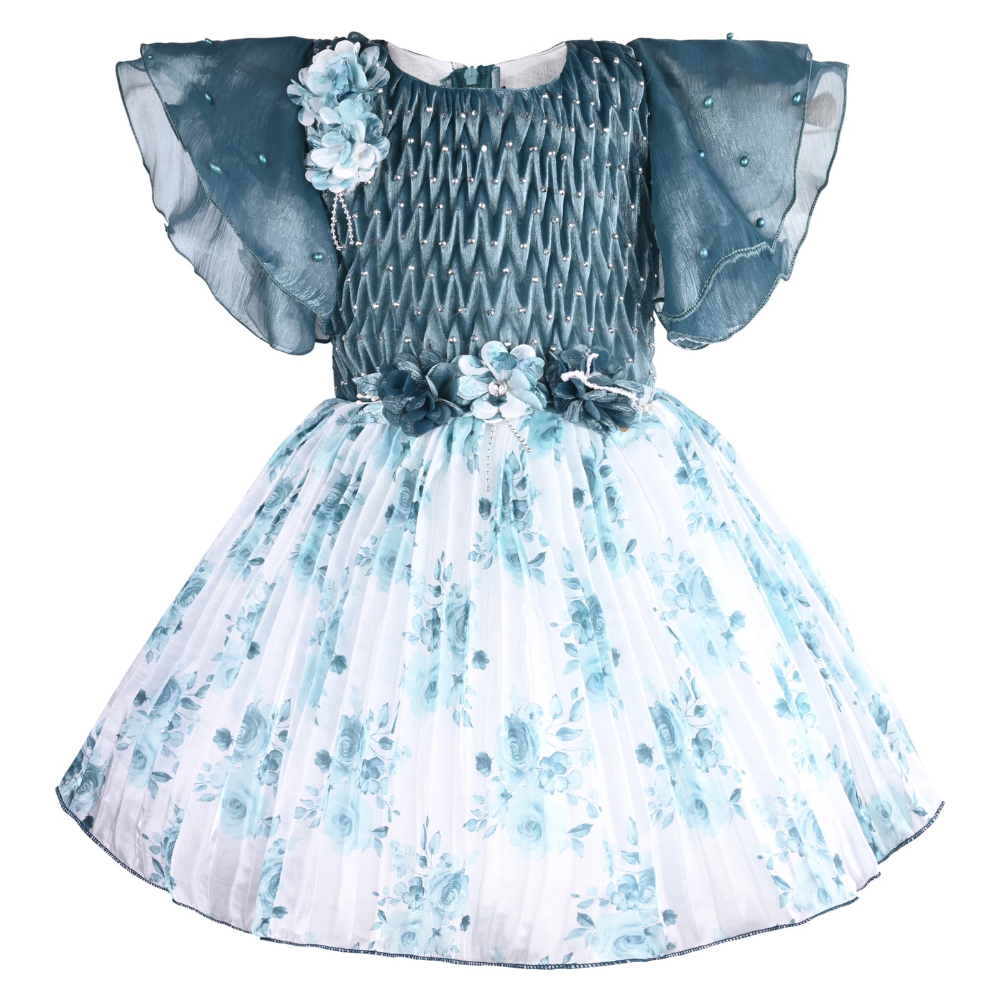 Girls Floral Print Fit and Flare Frock Dress