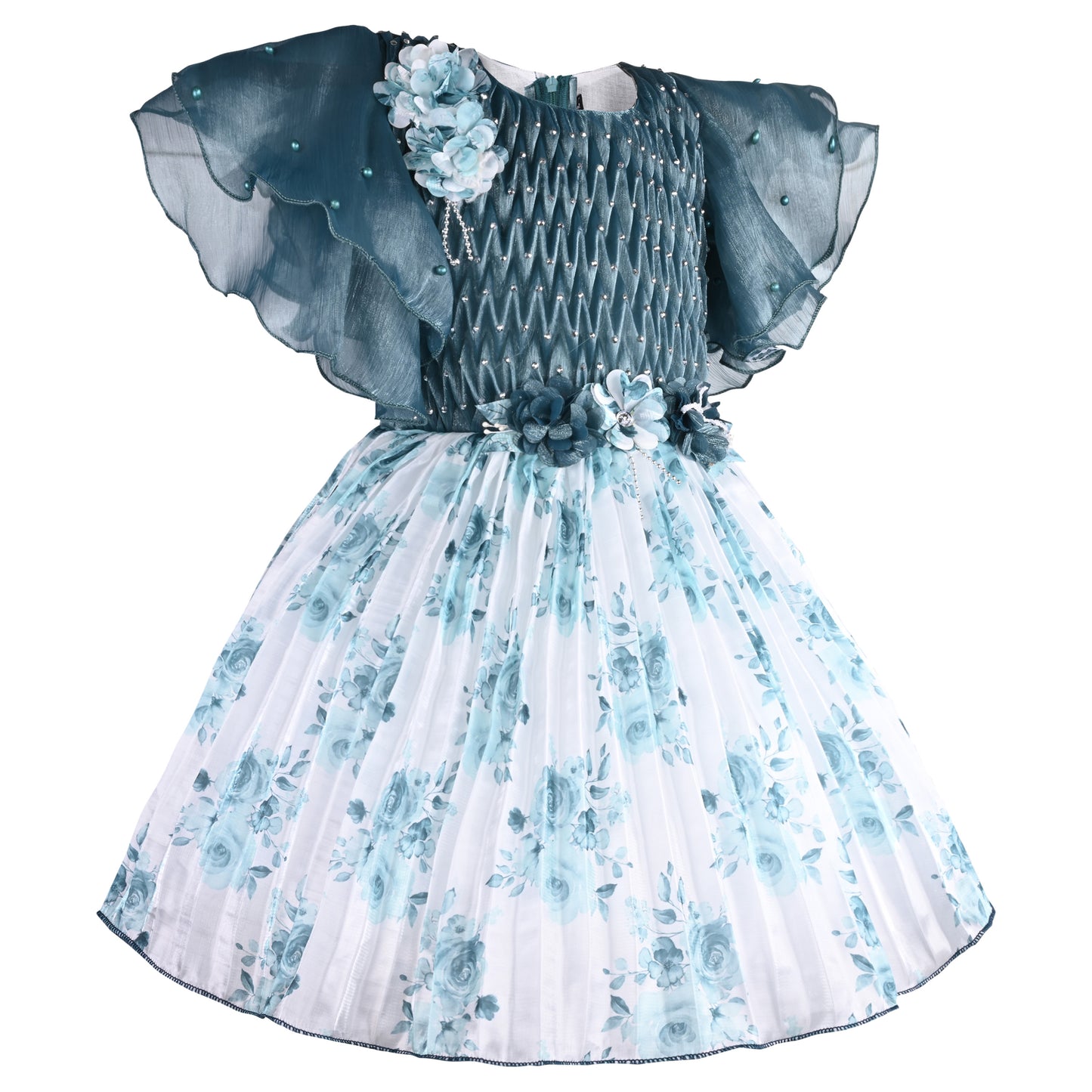 Girls Floral Print Fit and Flare Frock Dress