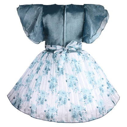 Girls Floral Print Fit and Flare Frock Dress