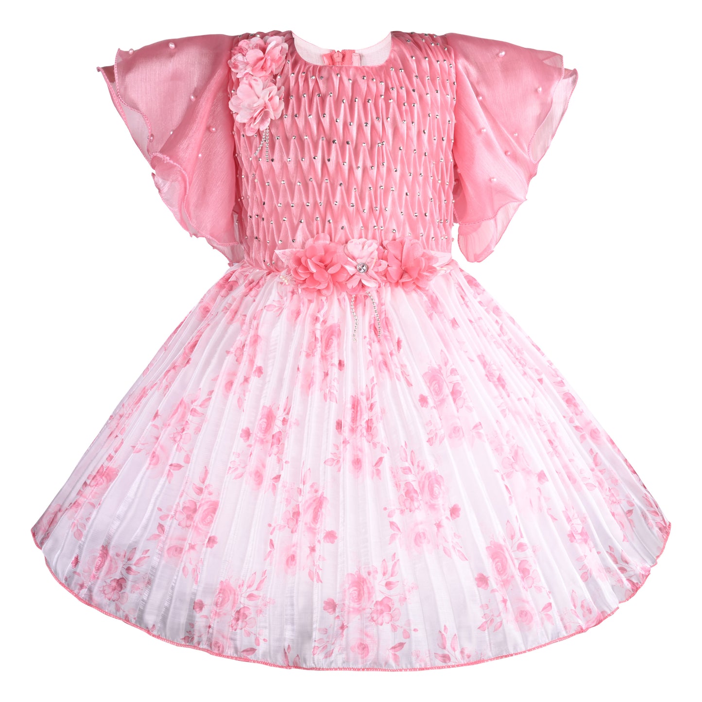 Girls Floral Print Fit and Flare Frock Dress