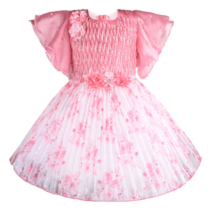 Girls Floral Print Fit and Flare Frock Dress