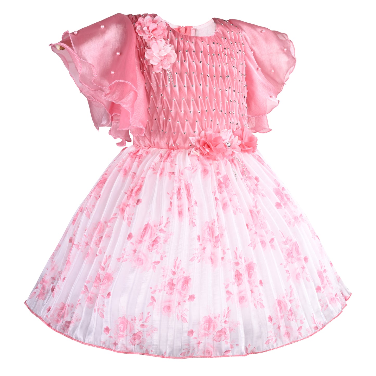 Girls Floral Print Fit and Flare Frock Dress