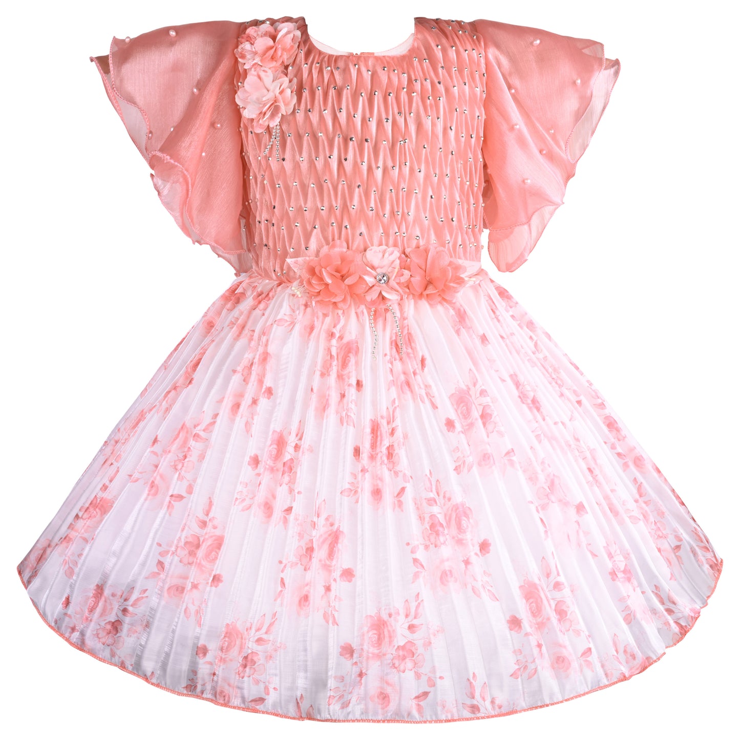Girls Floral Print Fit and Flare Frock Dress