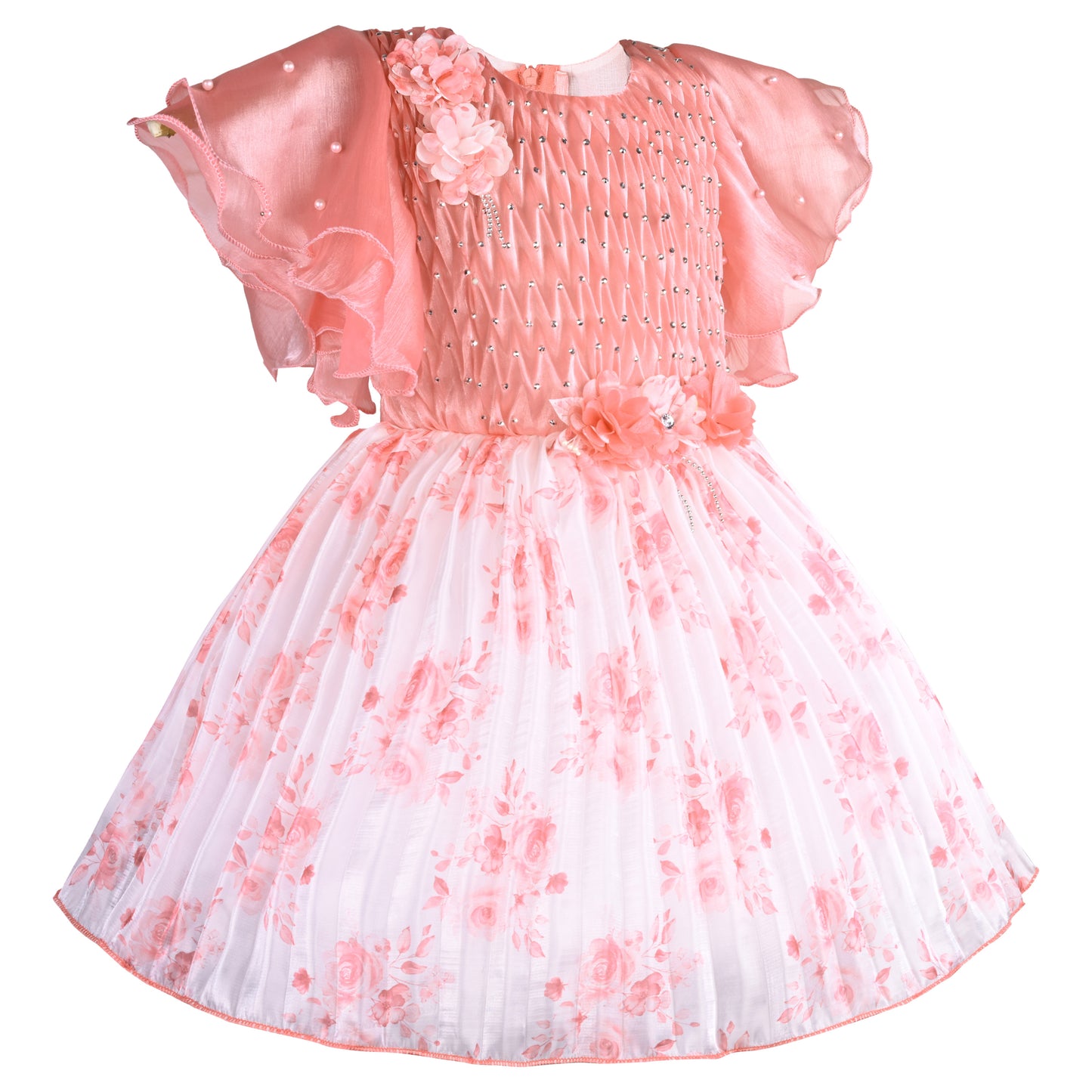 Girls Floral Print Fit and Flare Frock Dress
