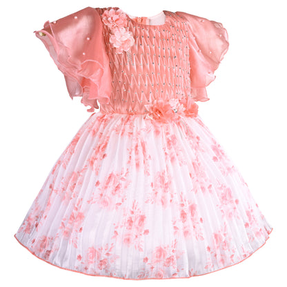 Girls Floral Print Fit and Flare Frock Dress